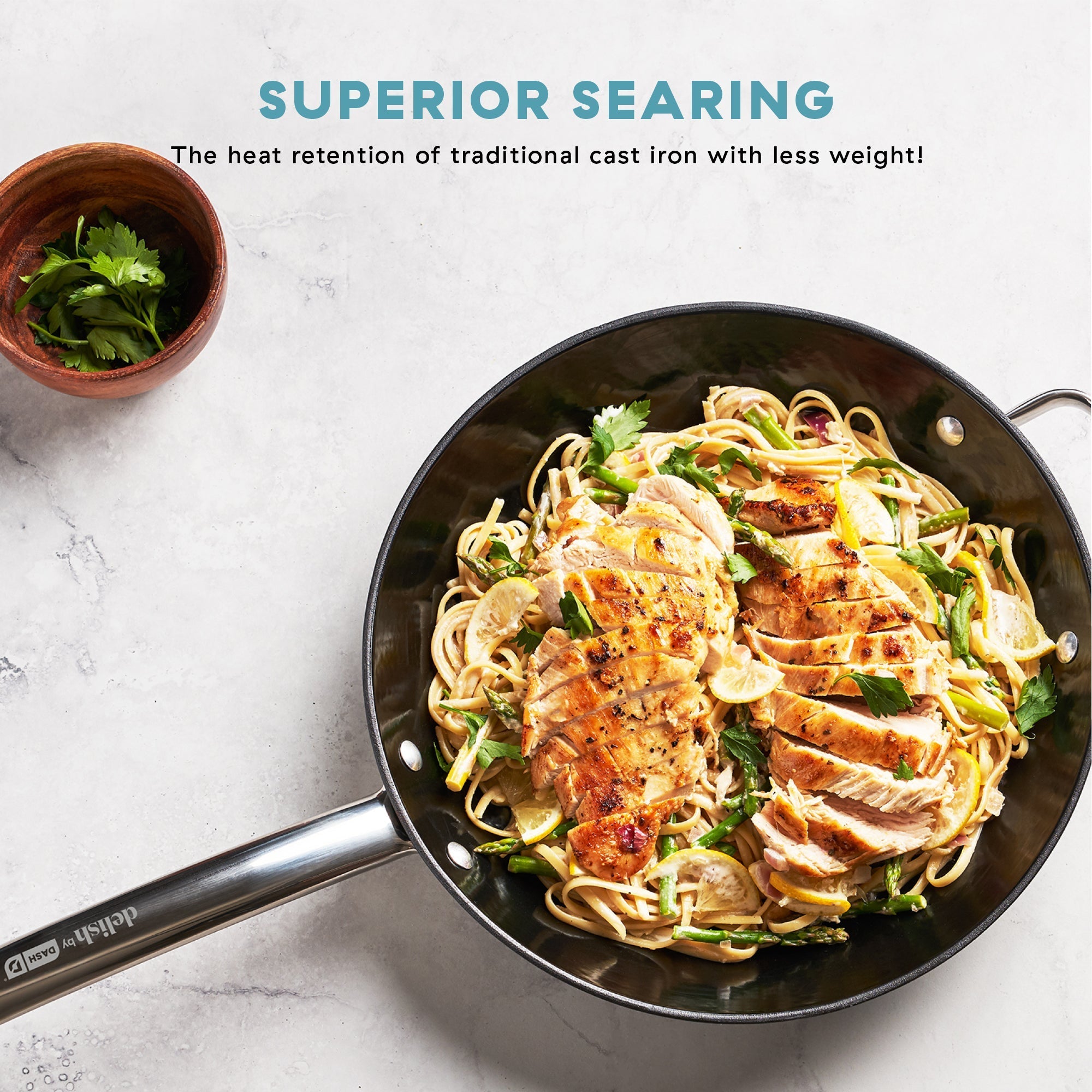 Delish by 12" Lightweight Cast Iron Skillet