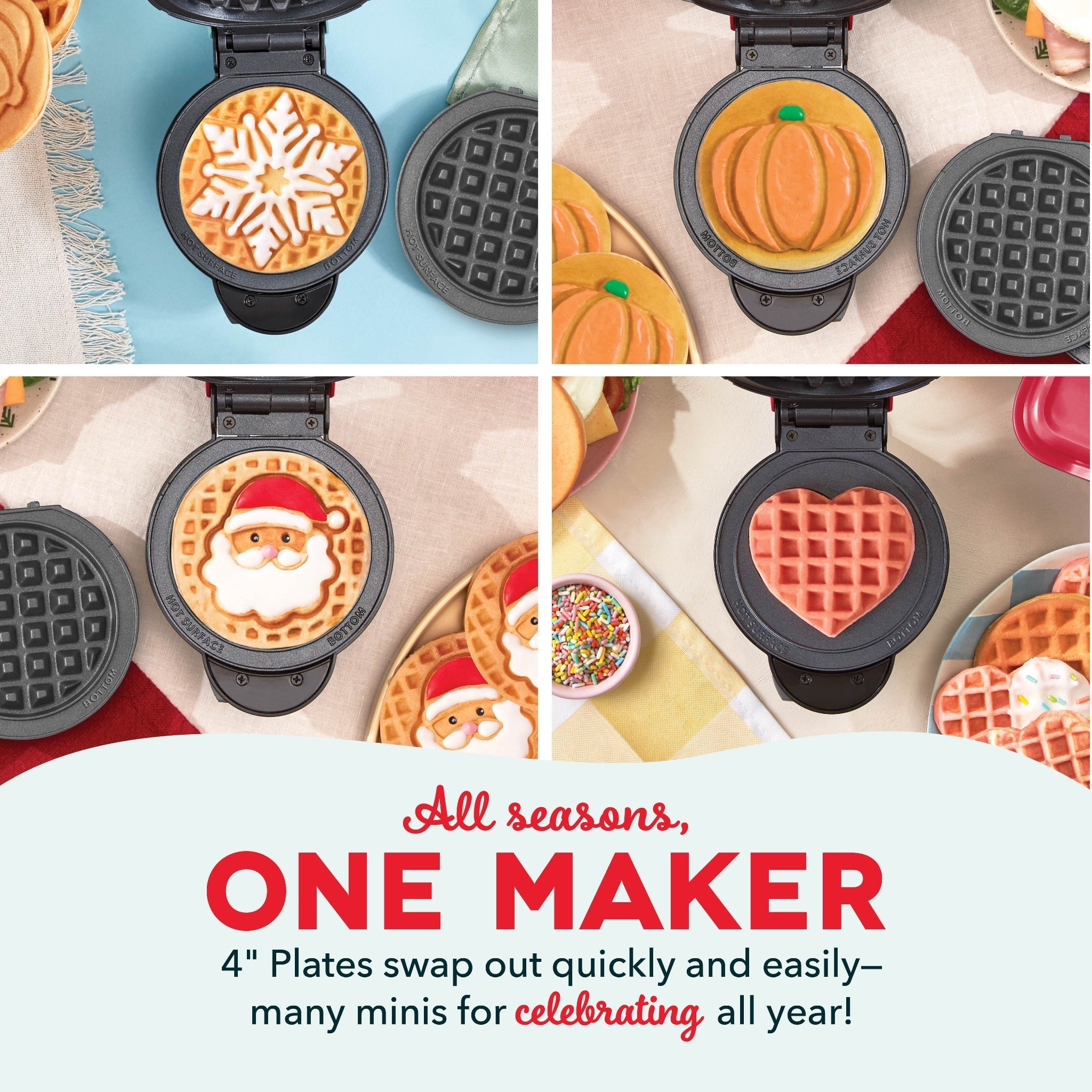 MultiMaker® Mini System with Removable Plates: Waffle & Griddle